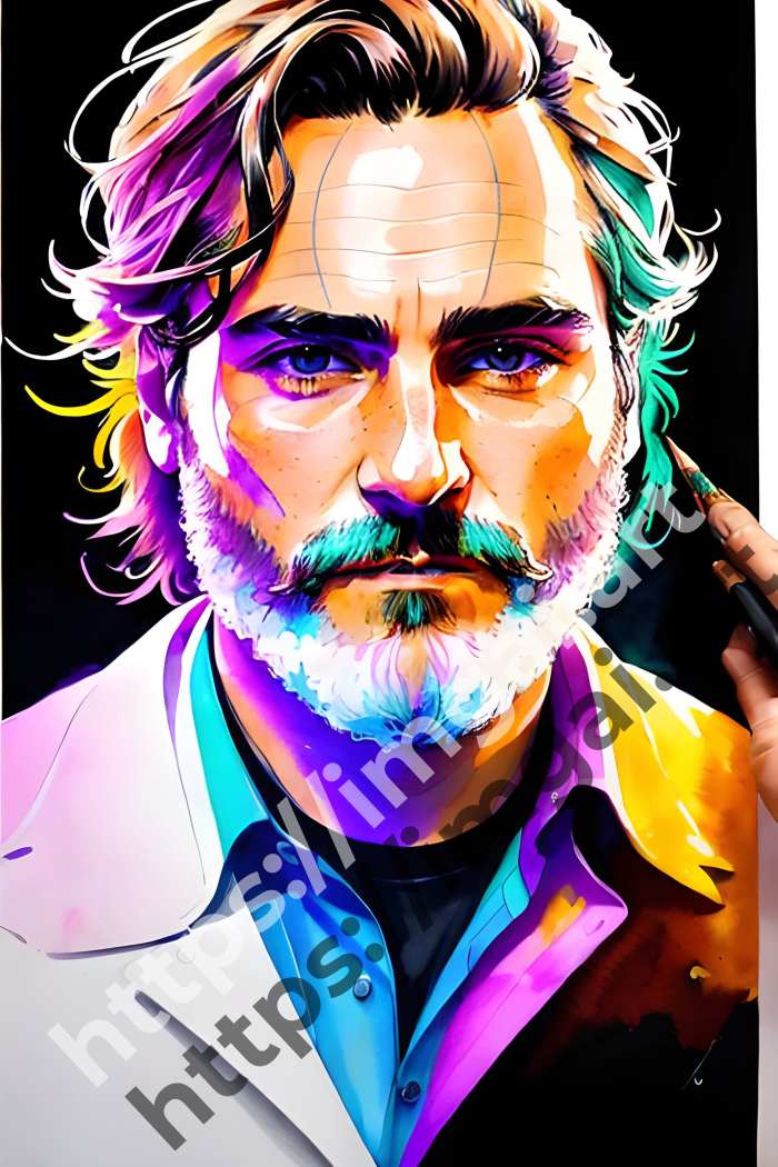  Постер Joaquin Phoenix (актеры)  в стиле Акварель. №3546