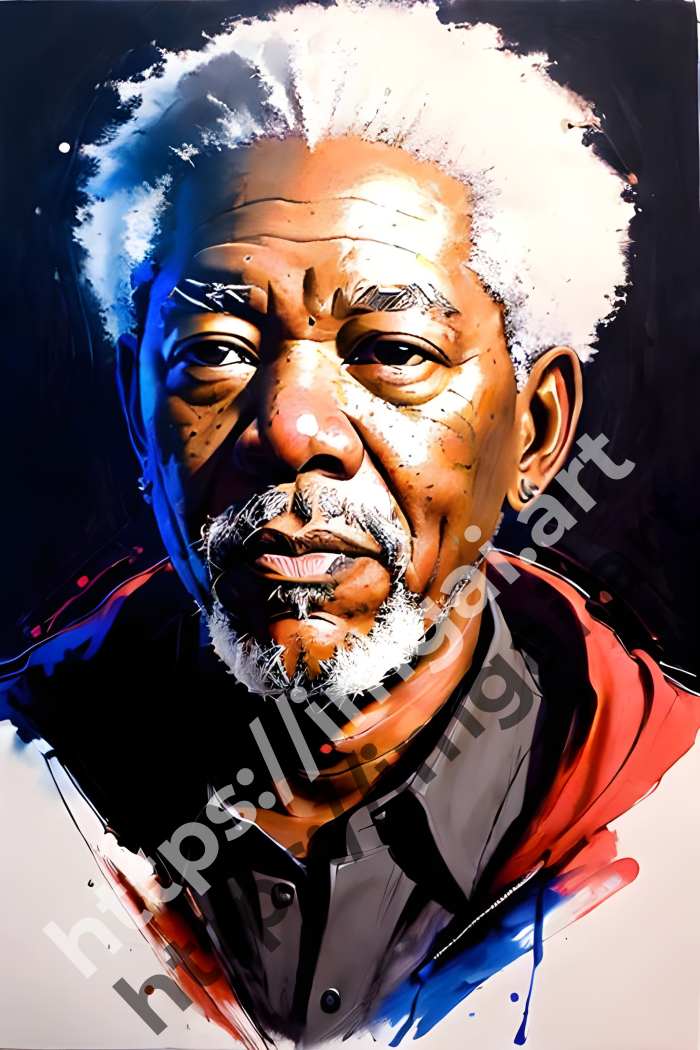  Постер Morgan Freeman (актеры)  в стиле Splash art, Набросок. №3554