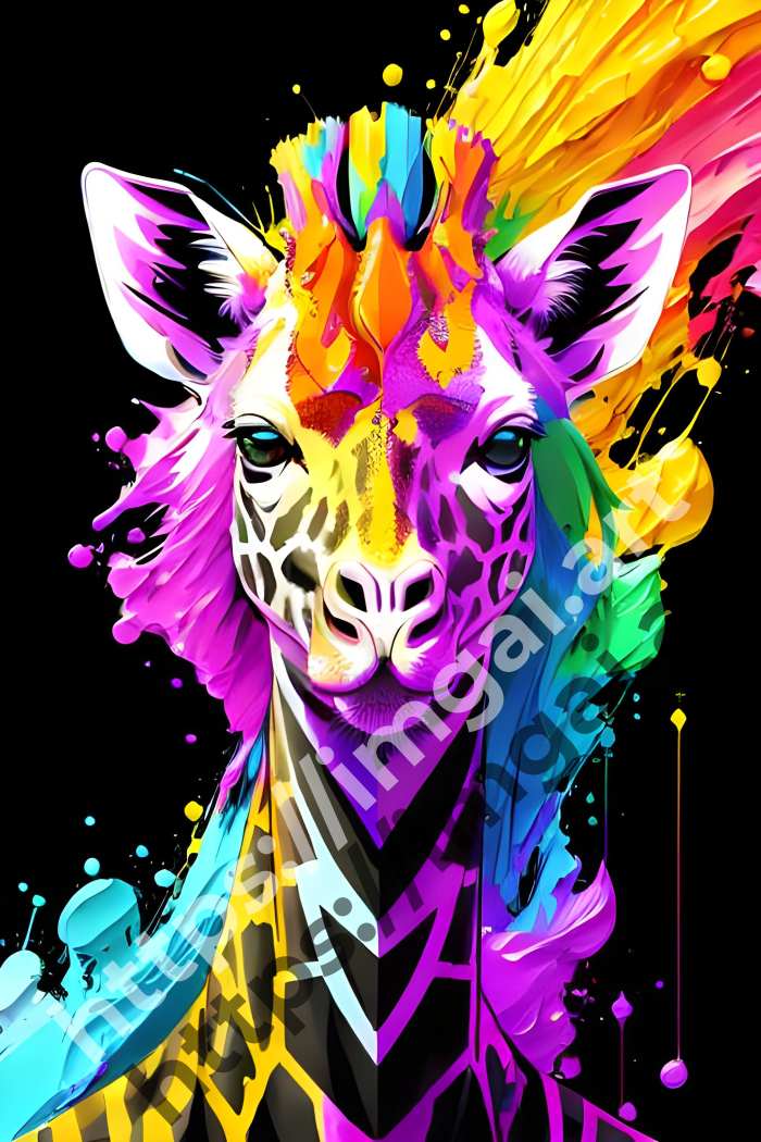  Постер giraffe (дикие животные)  в стиле Splash art. №3556
