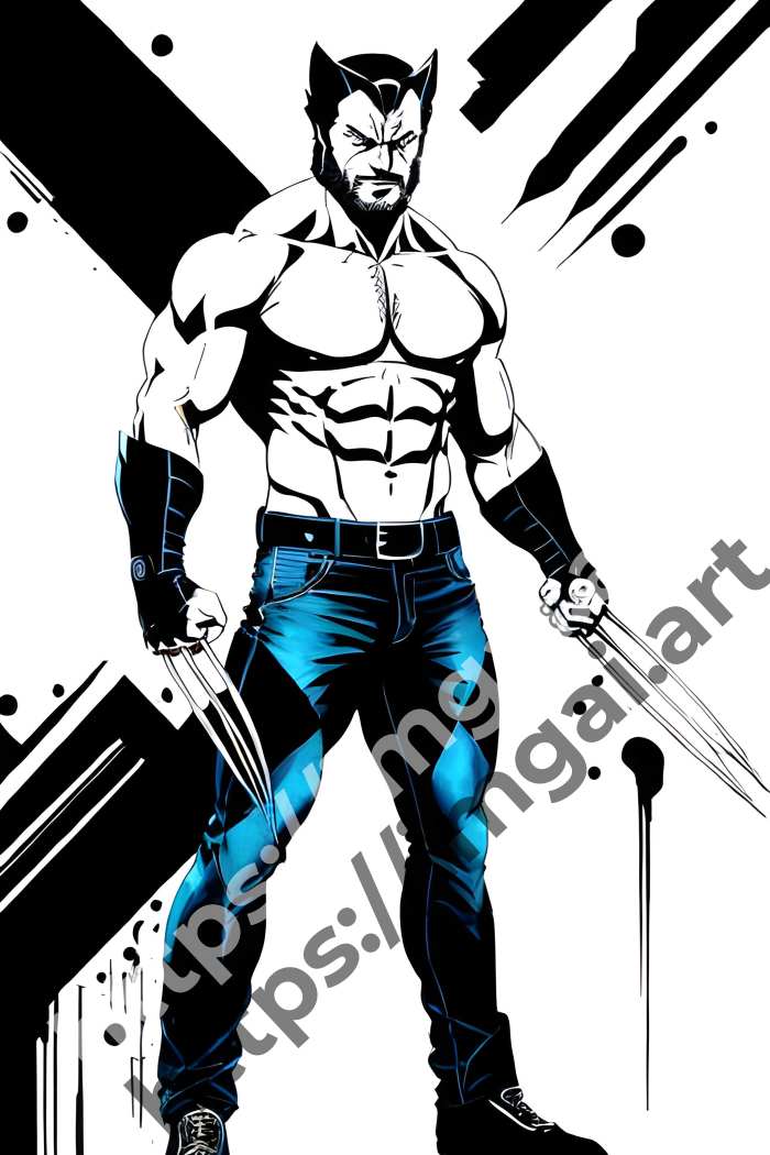  Принт Wolverine (герои)  в стиле Акварель. №3578