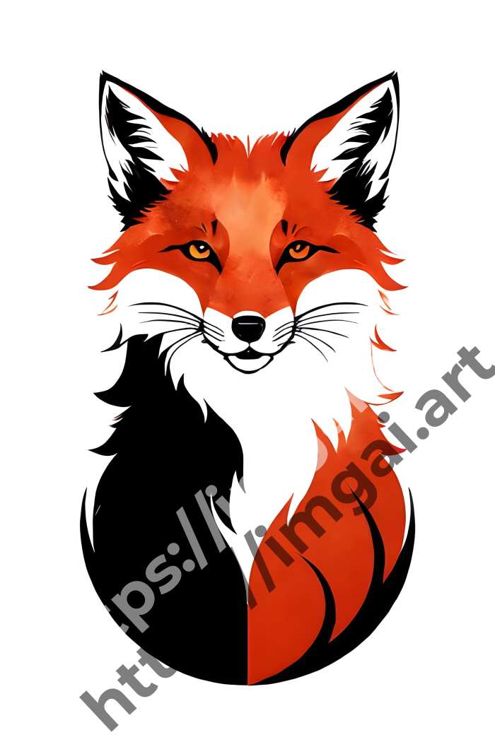  Принт fox (дикие животные)  в стиле Акварель. №3596