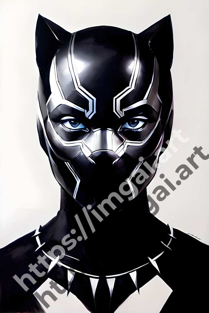  Постер Black panther (герои)  в стиле Low-poly, Набросок. №3621