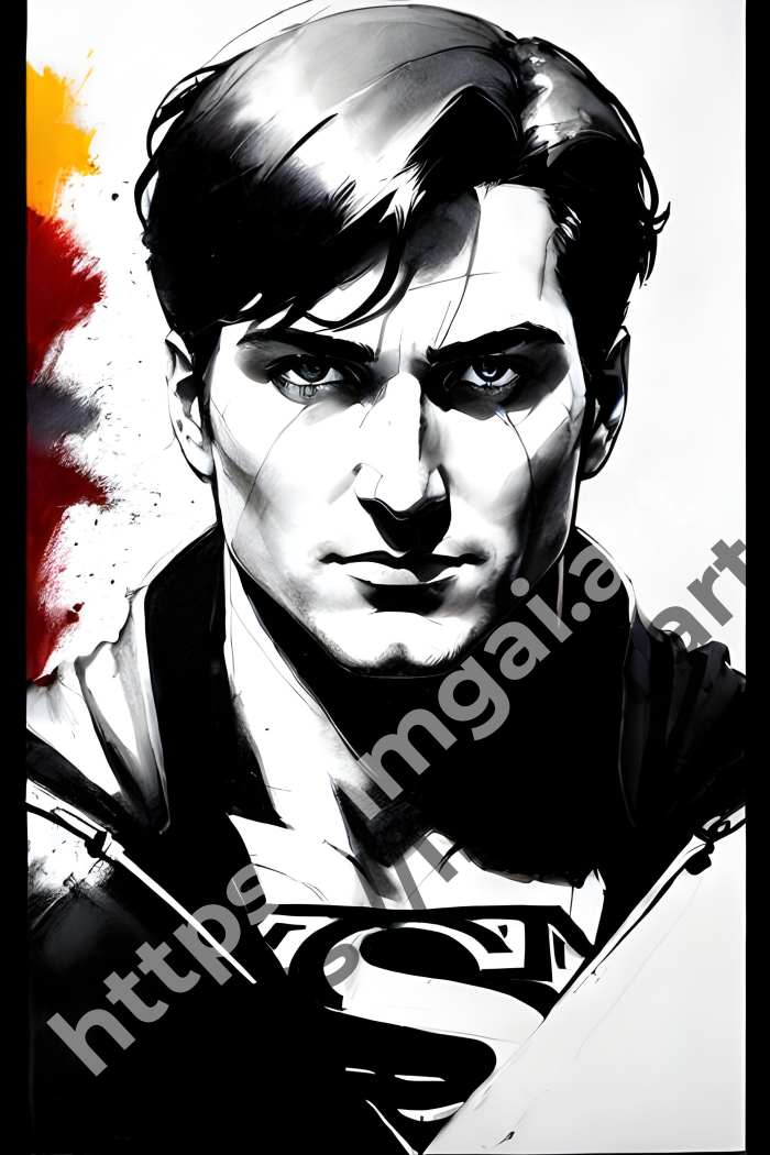  Постер Superman (герои)  в стиле Splash art, Набросок. №3624