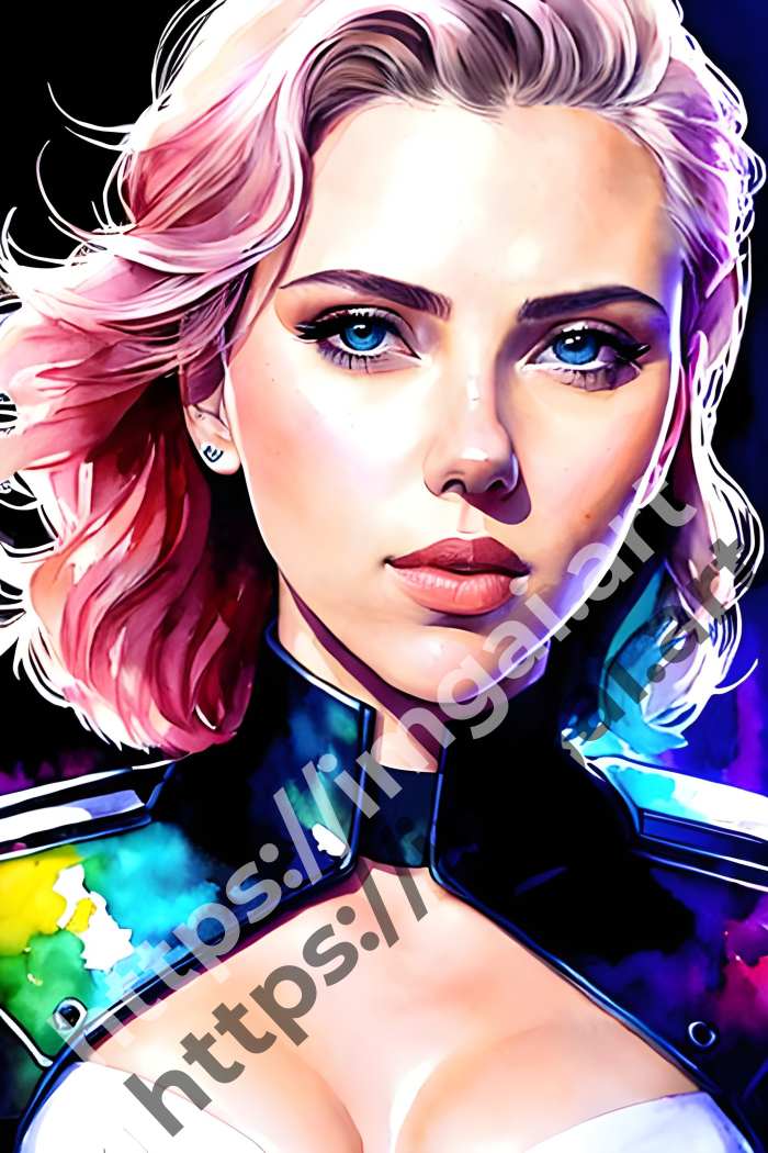  Постер Scarlett Johansson (актеры)  в стиле Акварель. №3644