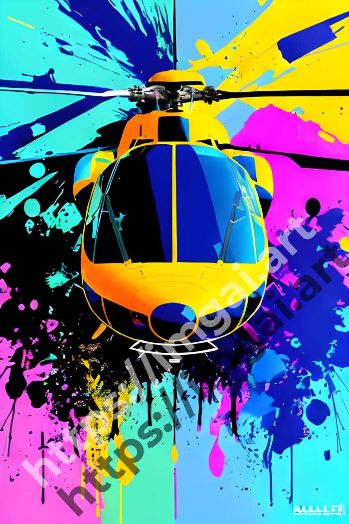  Постер Helicopter (транспорт)  в стиле Splash art. №3661