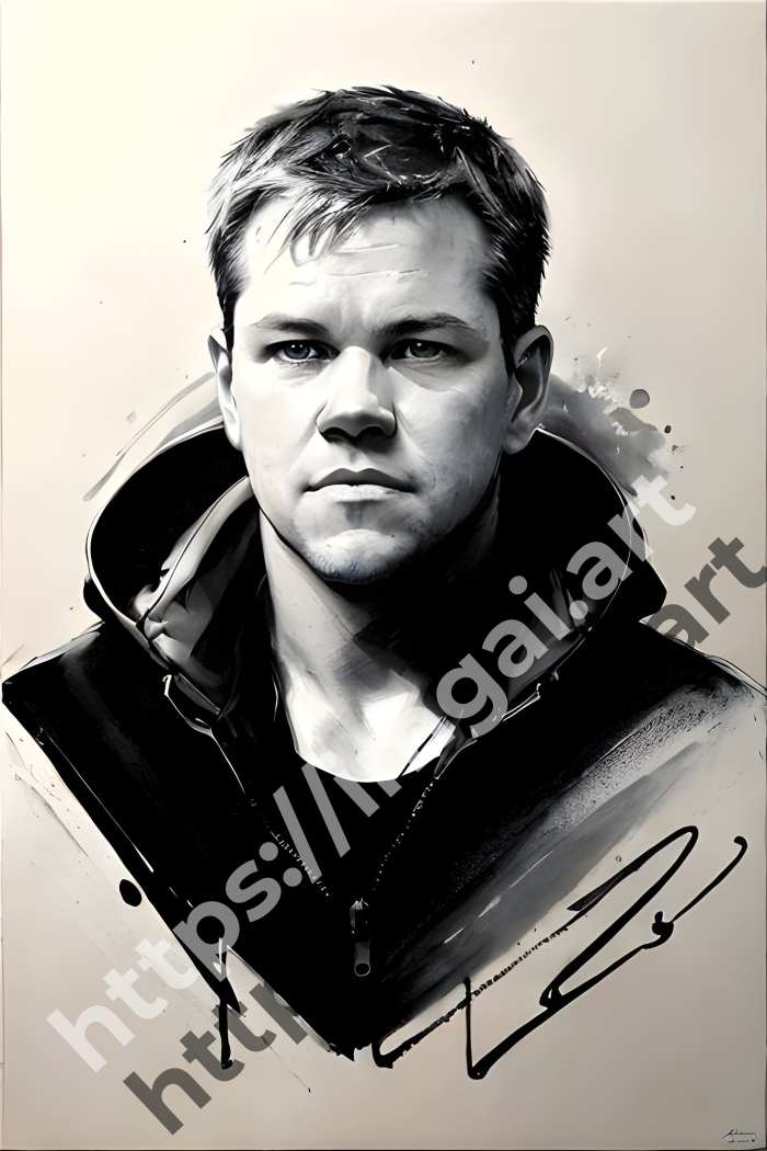  Постер Matt Damon (актеры)  в стиле Splash art, Набросок. №3673