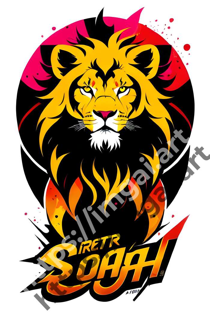  Принт lion (дикие кошки)  в стиле Splash art, Граффити. №370