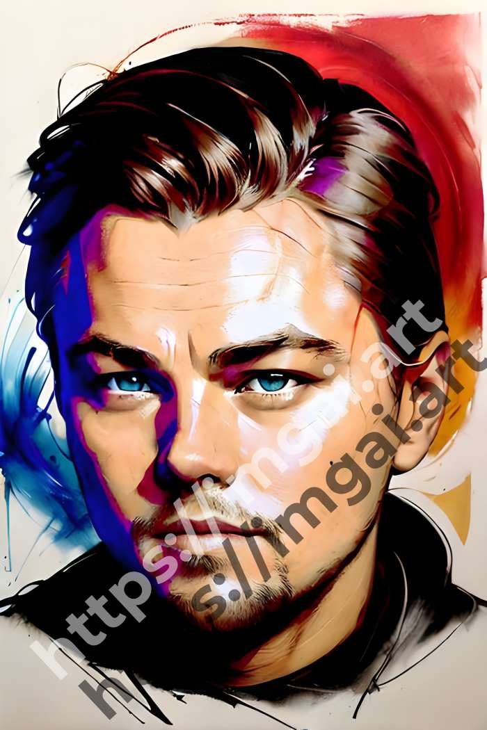  Постер Leonardo DiCaprio (актеры)  в стиле Splash art, Набросок. №371