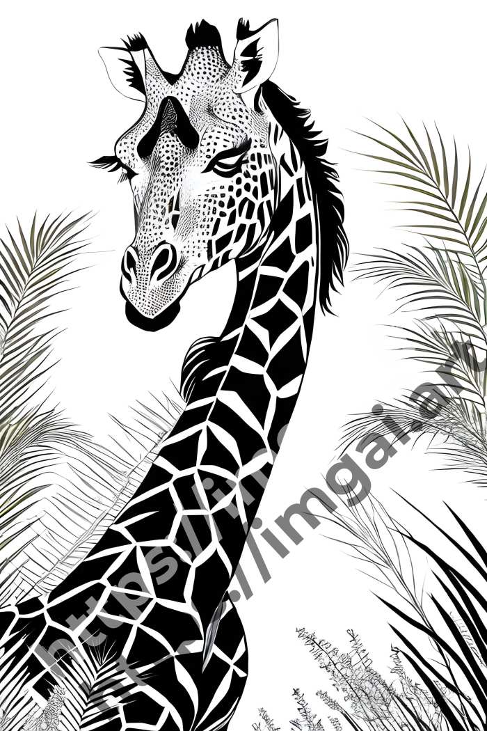  Раскраска giraffe (дикие животные). №374