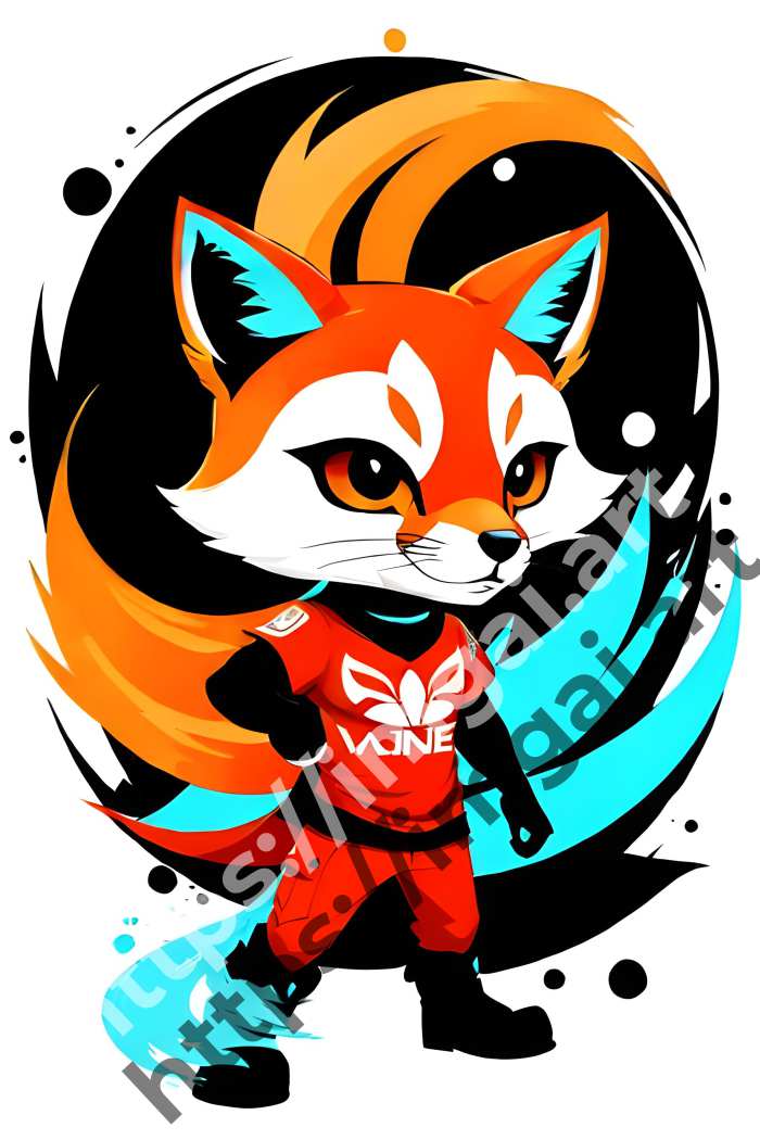  Принт fox (дикие животные)  в стиле Splash art, Граффити. №385