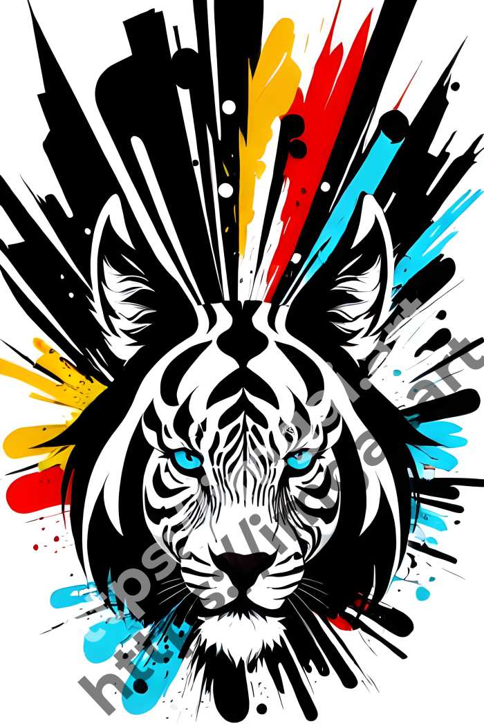  Принт zebra (дикие животные)  в стиле Splash art, Граффити. №400