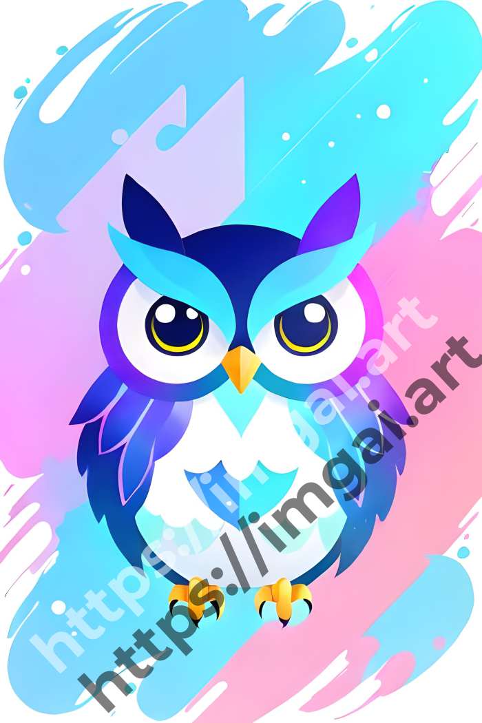  Принт owl (птицы)  в стиле Splash art. №405