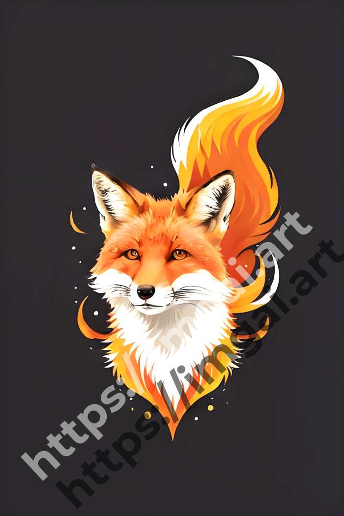  Принт fox (дикие животные)  в стиле Акварель. №436