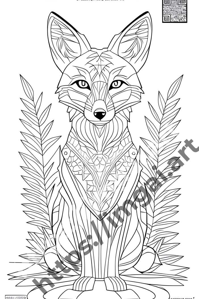  Раскраска fox (дикие животные). №445