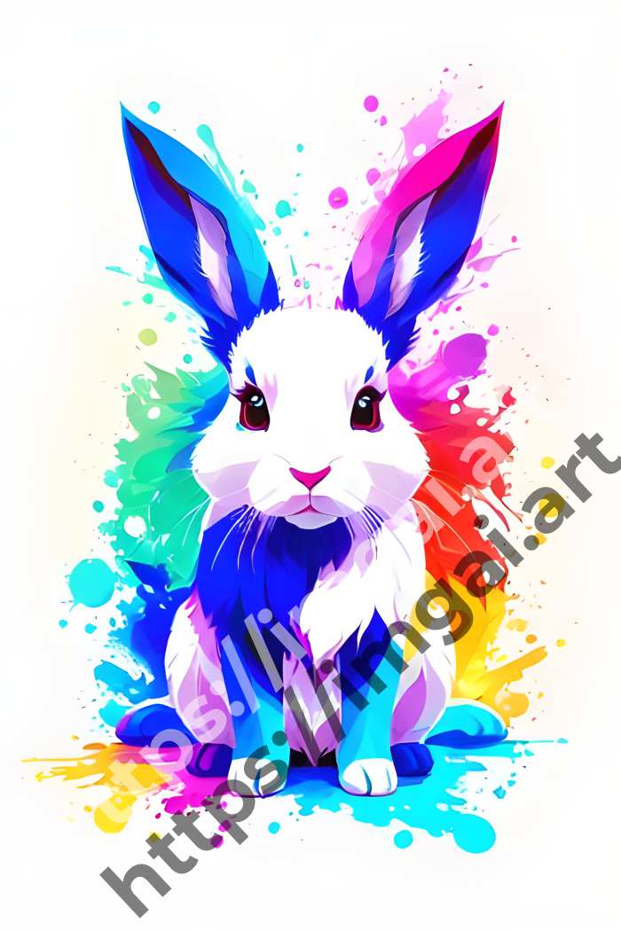  Принт rabbit (домашние животные)  в стиле Splash art. №47