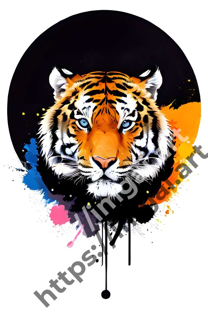  Постер tiger (дикие кошки)  в стиле Splash art. №470