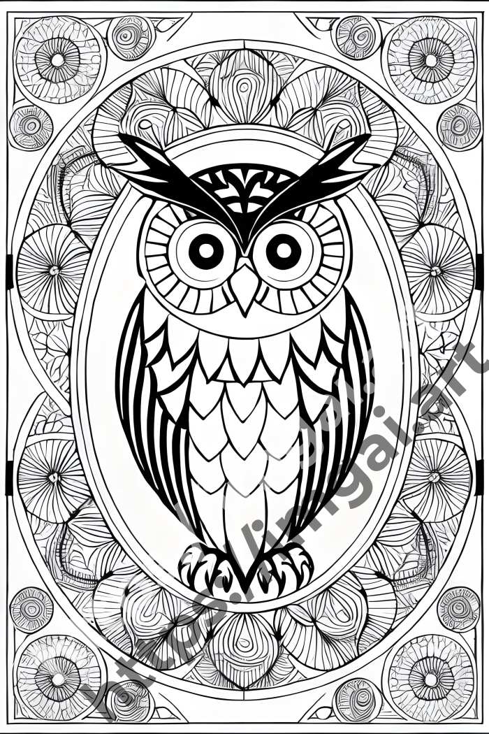  Раскраска owl (птицы)  в стиле Mandala. №475