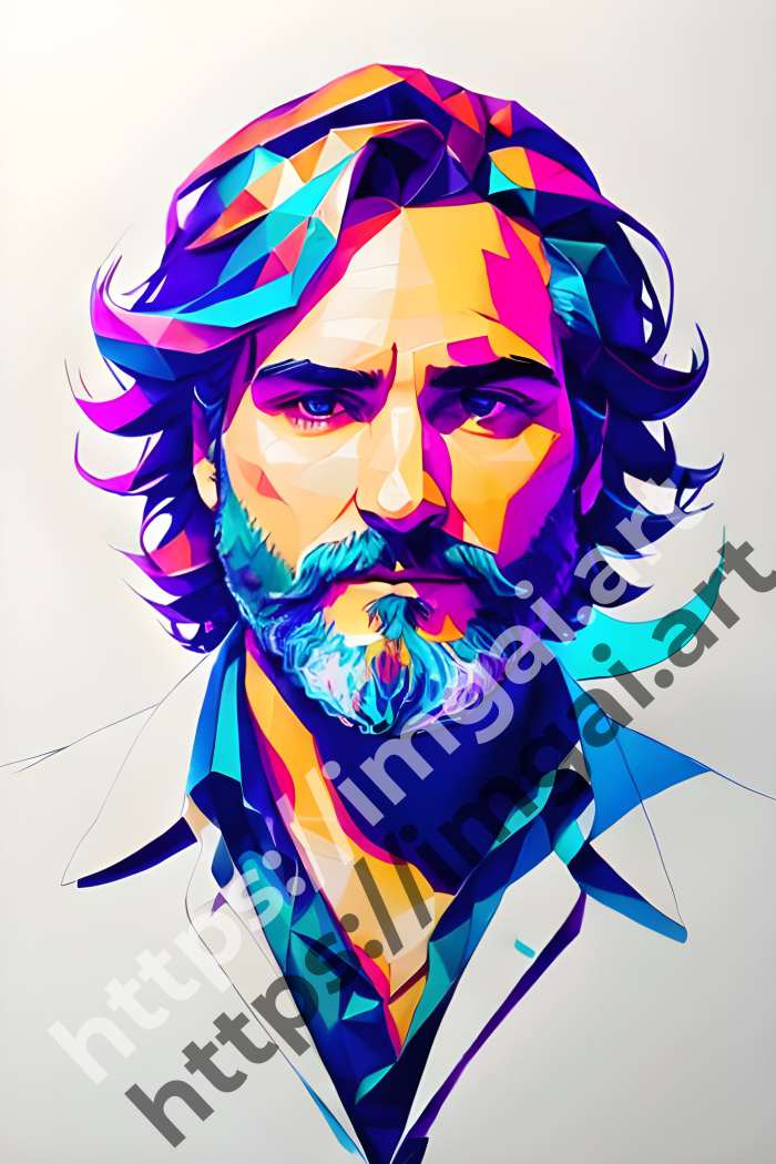  Постер Joaquin Phoenix (актеры)  в стиле Low-poly. №480