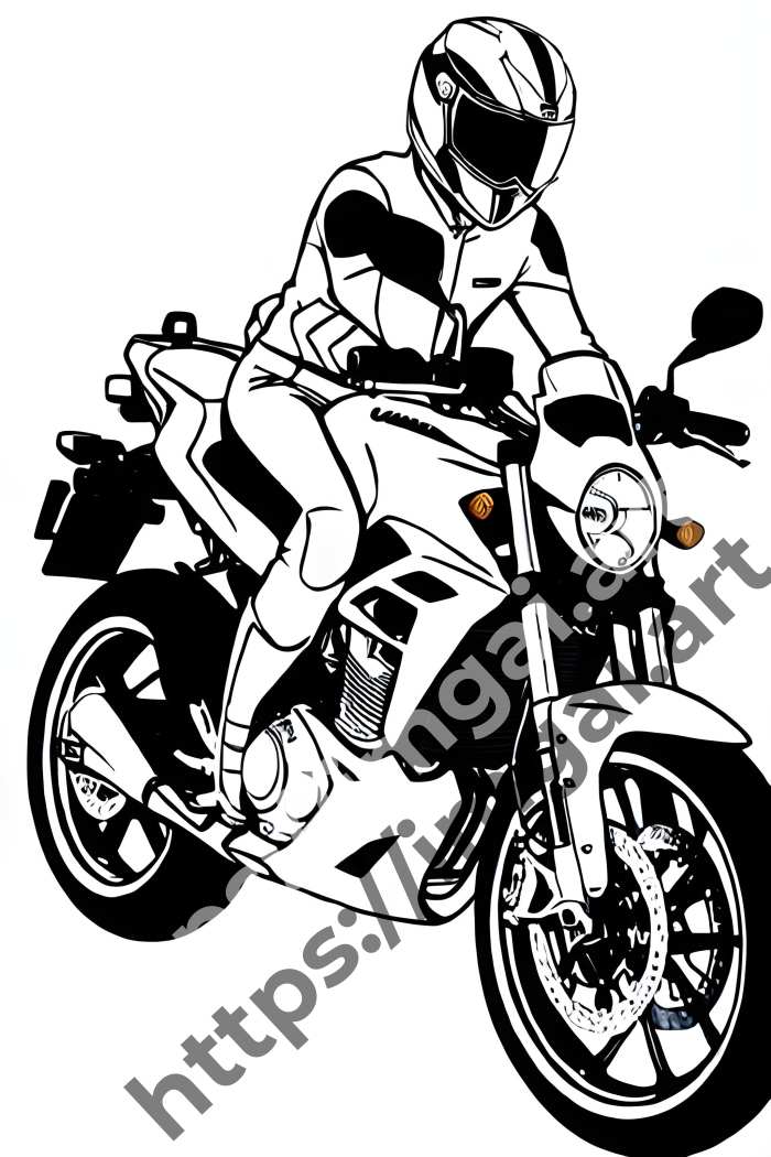  Раскраска Motorcycle (транспорт)  в стиле Mandala. №493