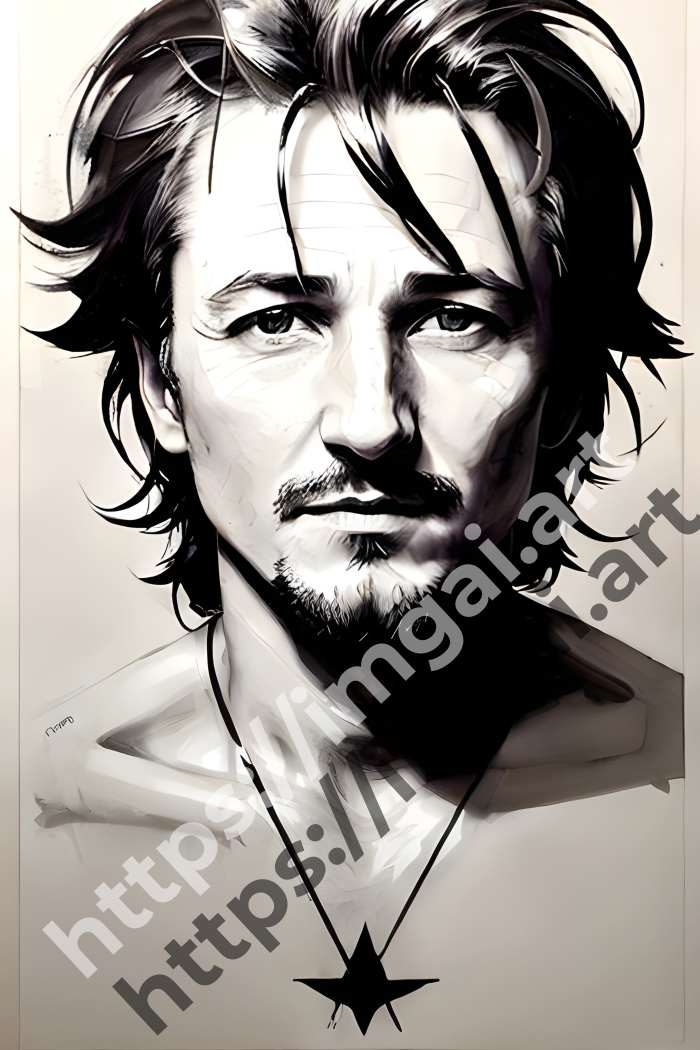  Постер Sean Penn (актеры)  в стиле Splash art, Набросок. №504