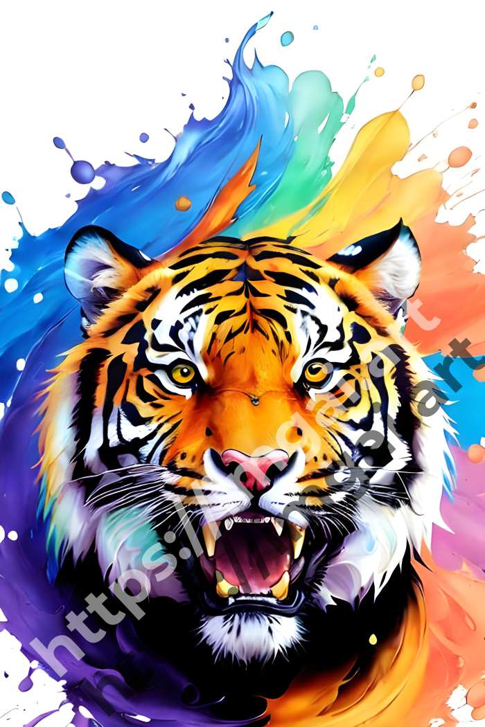  Постер tiger (дикие кошки)  в стиле Splash art. №535