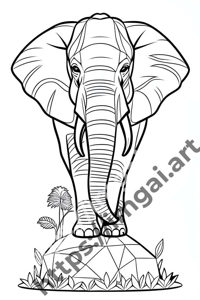  Раскраска elephant (дикие животные)  в стиле Low-poly. №559
