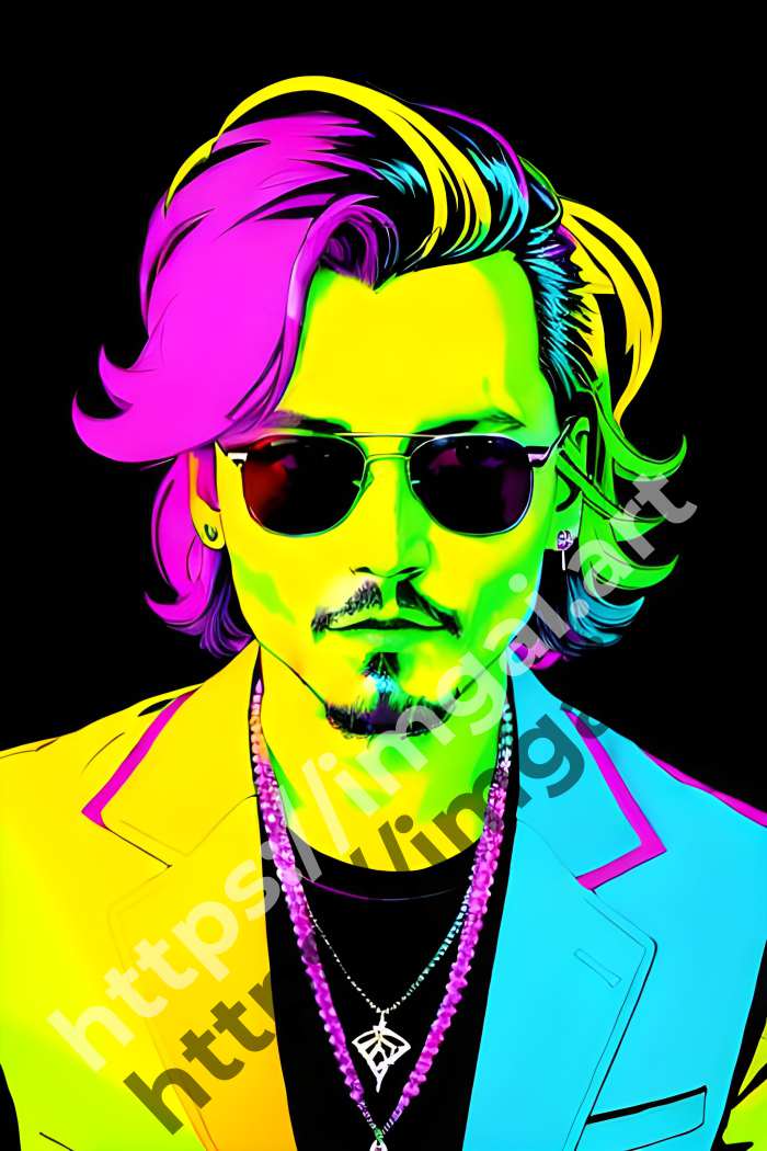 Постер Johnny Depp (актеры)  в стиле Клипарт, Неоновые цвета. №560