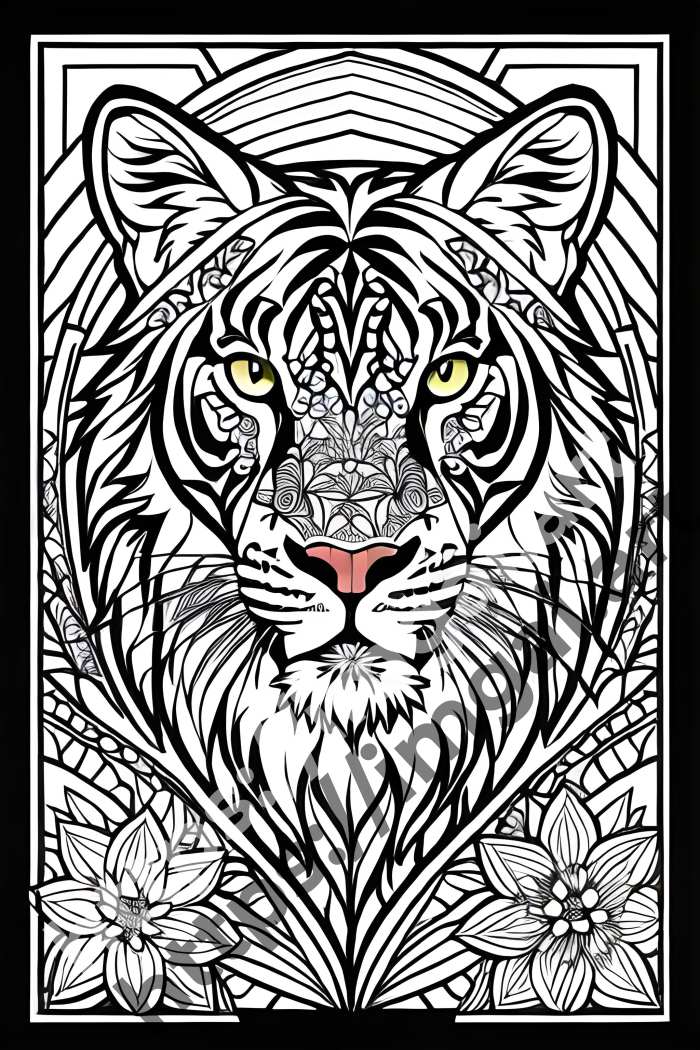  Раскраска lion (дикие кошки). №573