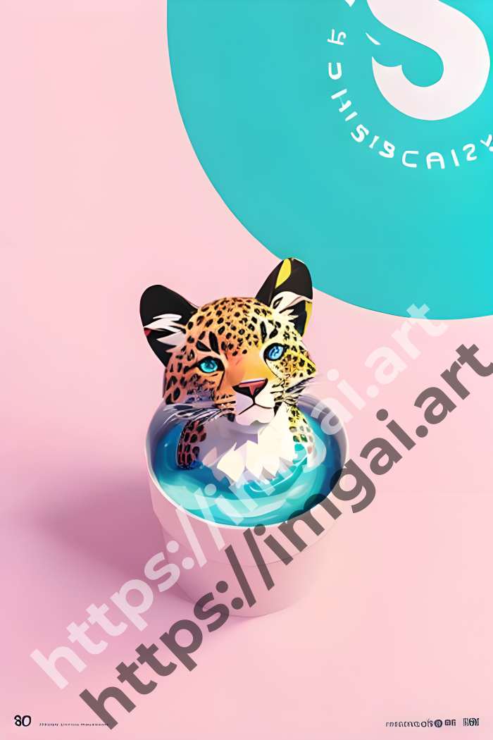  Принт leopard (дикие кошки)  в стиле Splash art. №578