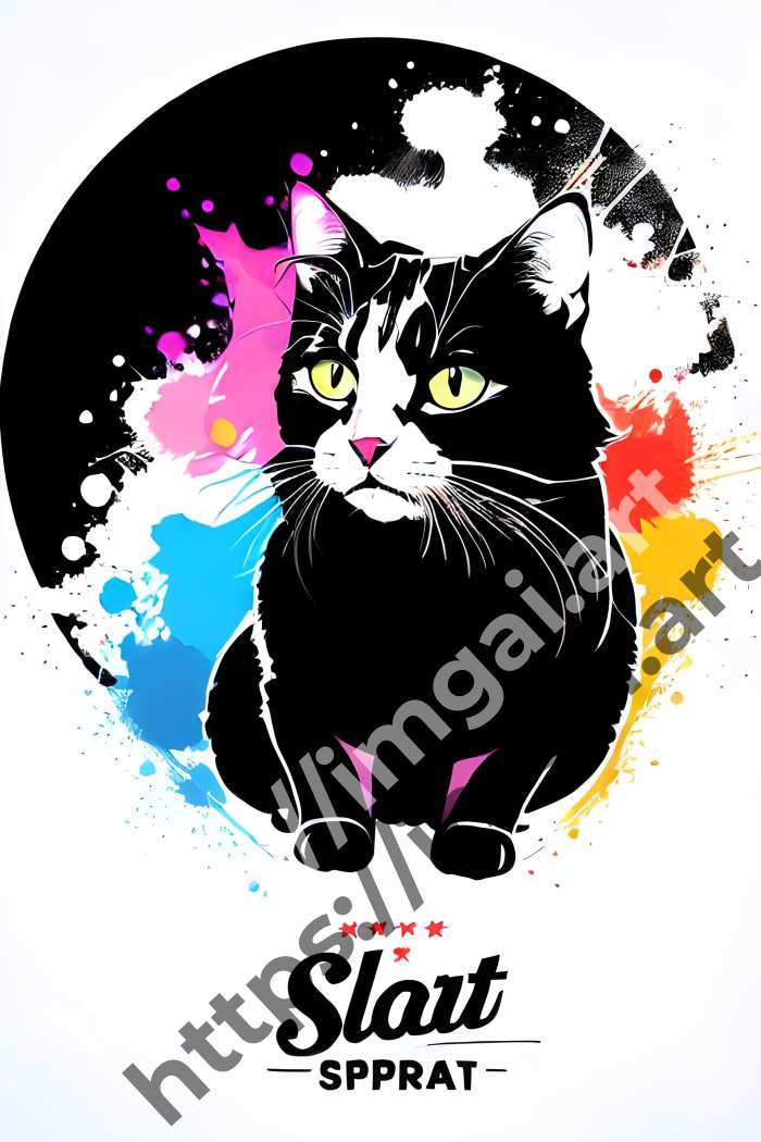  Постер cat (домашние животные)  в стиле Splash art. №584