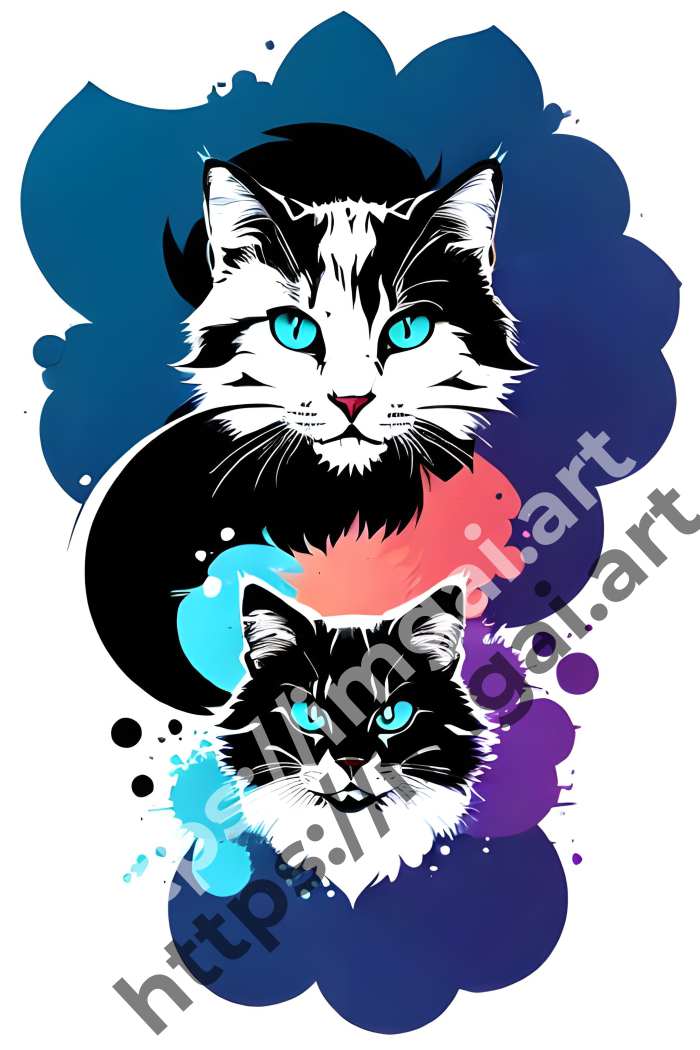  Принт cat (домашние животные)  в стиле Splash art, Граффити. №589