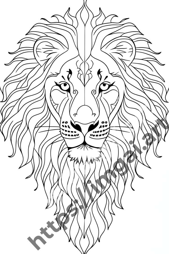  Раскраска lion (дикие кошки)  в стиле Mandala. №592
