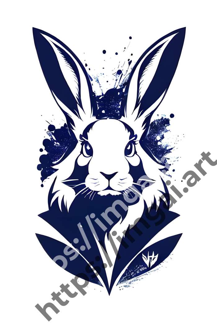  Принт rabbit (домашние животные)  в стиле Splash art. №6