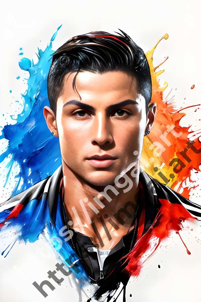  Постер Cristiano Ronaldo (футбол)  в стиле Splash art. №607