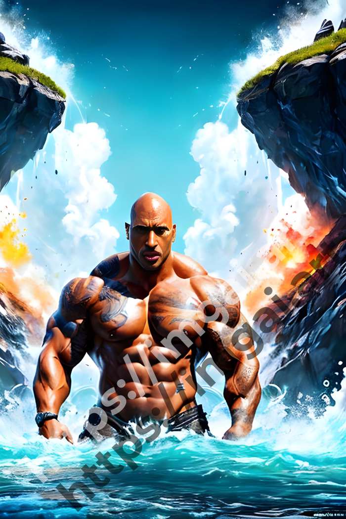  Постер Dwayne "The Rock" Johnson (актеры)  в стиле Splash art. №621