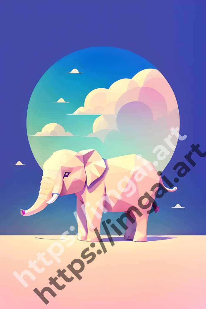  Принт elephant (дикие животные)  в стиле Акварель. №625