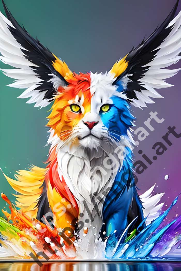  Постер tiger (дикие кошки)  в стиле Splash art. №627