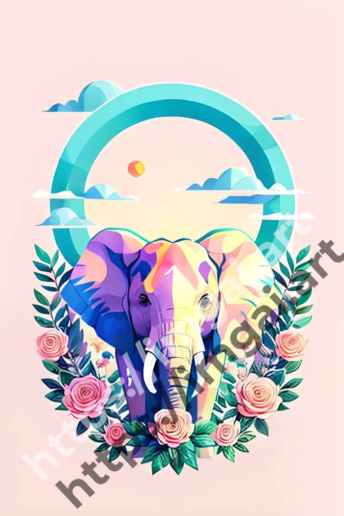 Принт elephant (дикие животные). №628