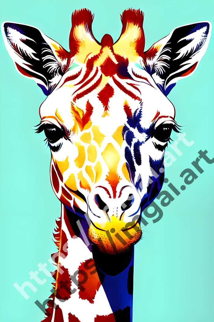  Принт giraffe (дикие животные)  в стиле Акварель. №631