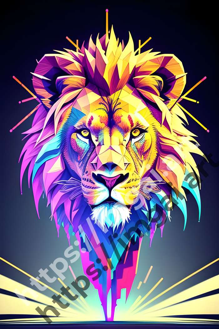  Постер lion (дикие кошки)  в стиле Low-poly. №637
