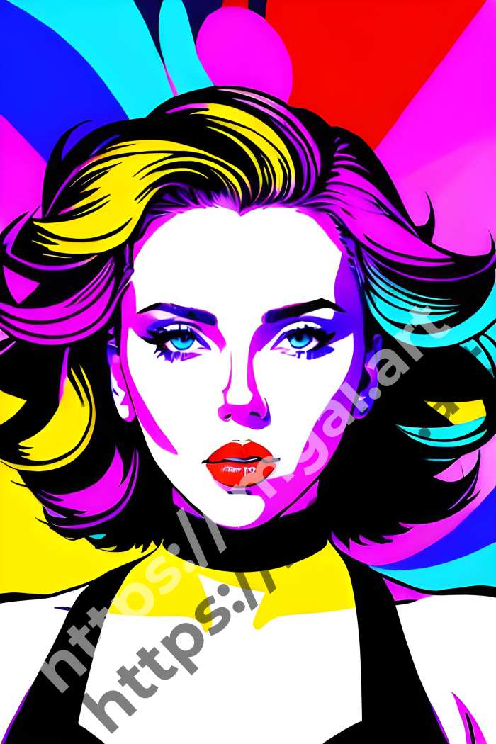  Постер Scarlett Johansson (актеры)  в стиле Клипарт, Неоновые цвета. №64