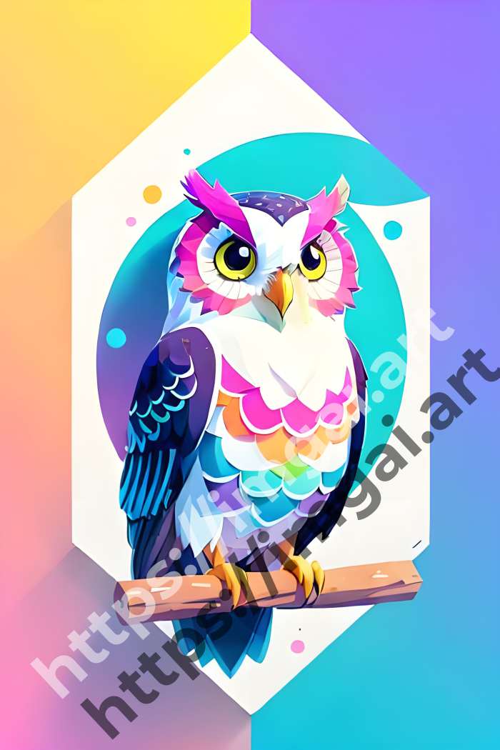 Принт owl (птицы)  в стиле Splash art. №647