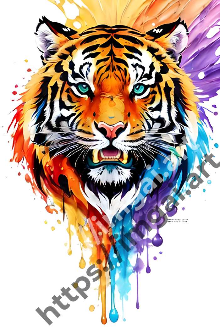  Постер tiger (дикие кошки)  в стиле Splash art. №653
