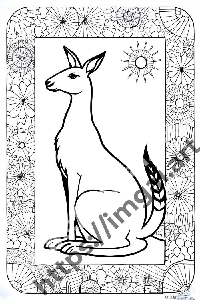  Раскраска kangaroo (дикие животные). №656