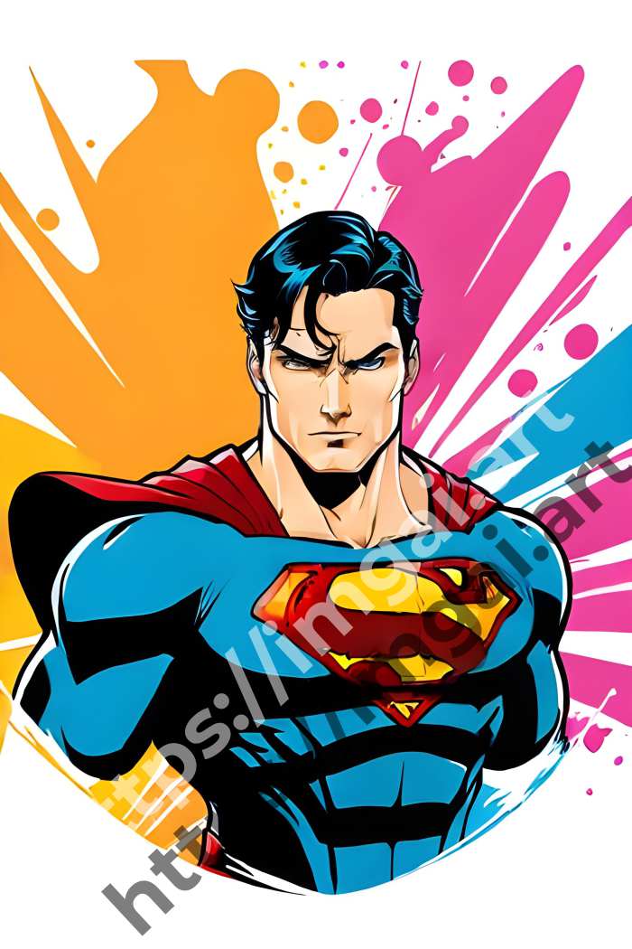  Принт Superman (герои)  в стиле Splash art, Граффити. №671