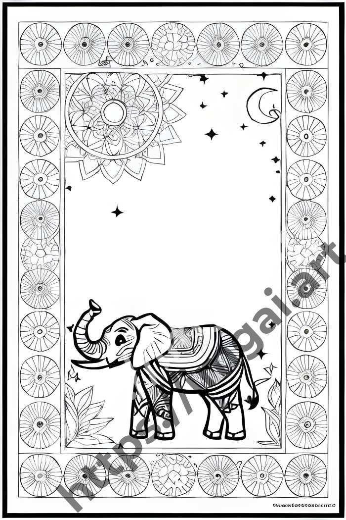  Раскраска elephant (дикие животные). №675