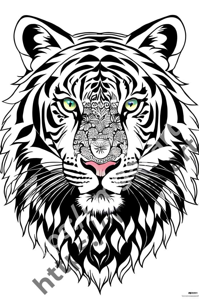  Раскраска tiger (дикие кошки). №681
