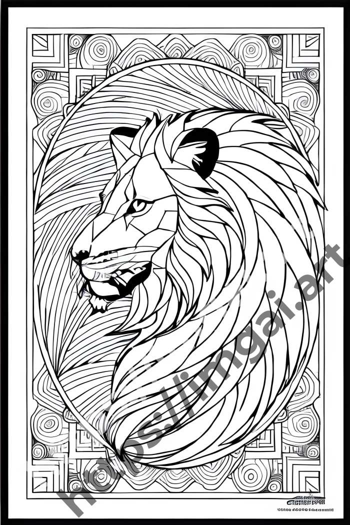  Раскраска lion (дикие кошки)  в стиле Low-poly. №682