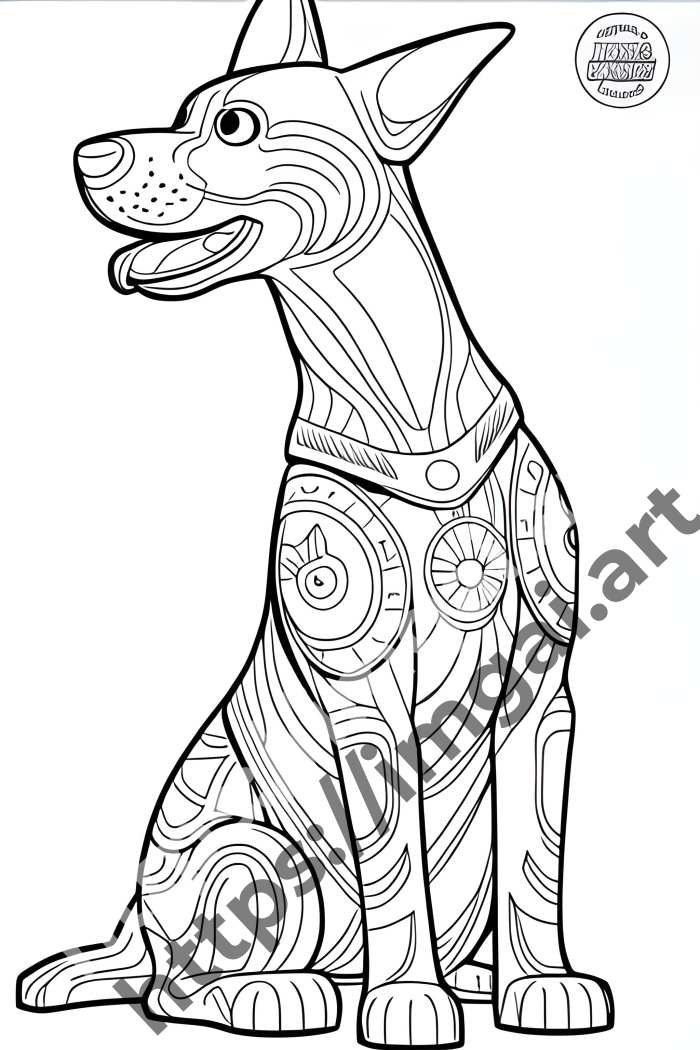  Раскраска dog (домашние животные)  в стиле Mandala. №69