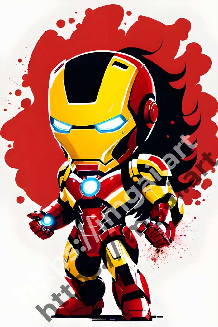  Принт Iron Man (герои)  в стиле Splash art, Граффити. №693